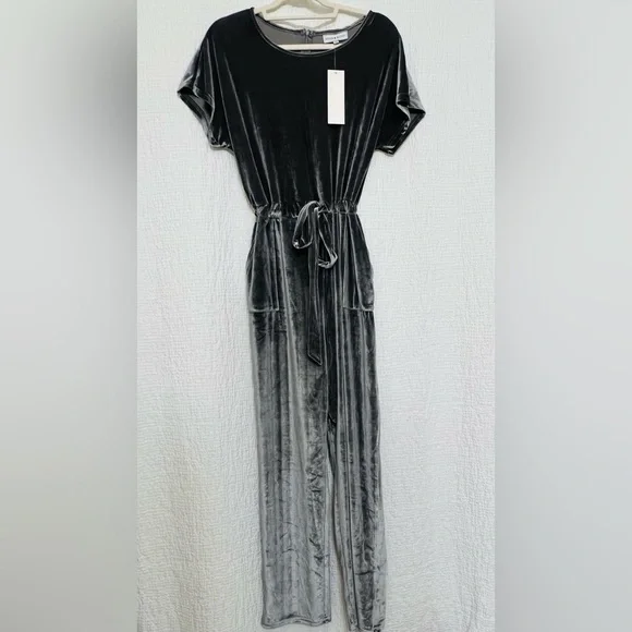 Silver Gray Velvet Maxi Dress – Size L - Picture 1 of 9